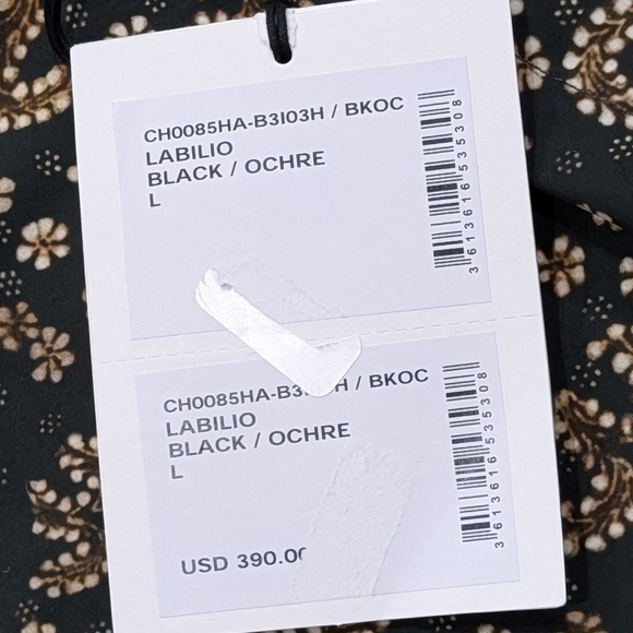 $390 Mens Isabel Marant "Labilio" Floral SS Button Up Shirt Black/Ochre Large - Picture 7 of 7